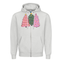 Dove Grey christmas trees Zipper Hoodie - CowGirlArtShop