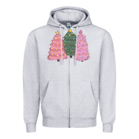 Heather Grey christmas trees Zipper Hoodie - CowGirlArtShop