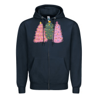 Navy christmas trees Zipper Hoodie - CowGirlArtShop