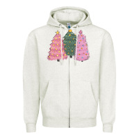Oatmeal Heather christmas trees Zipper Hoodie - CowGirlArtShop