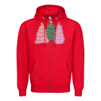 Red christmas trees Zipper Hoodie - CowGirlArtShop