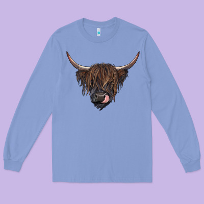 Black Highland Cow Long Sleeve Tee Designed By Ranaportraitstore