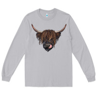 Moon Dust black highland cow Long Sleeve Tee - RanaPortraitStore
