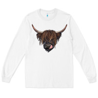 White black highland cow Long Sleeve Tee - RanaPortraitStore