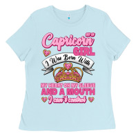 Baby Blue As A Capricorn Girl I Was Born With My Heart On My Sleeve And A Mouth Ladies Tee - Jasminsmagicworld