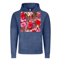 Vintage Denim valentines day coffee cups and love letter with xoxo and leopard seaml Vintage Hoodie - BundleAndBundleShop