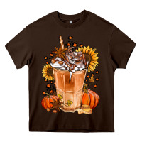 Chocolate Brown pumpkin spice ice latte Heavy Core Tee - Jasminsmagicworld