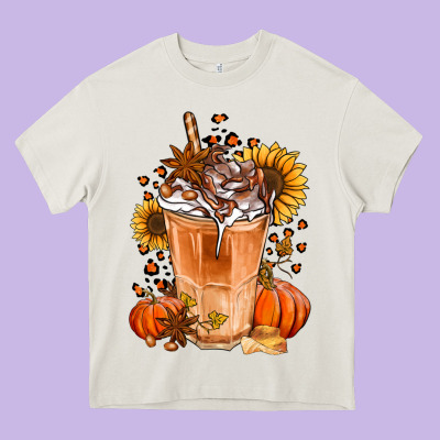 Pumpkin Spice Ice Latte Heavy Core Tee Designed By Jasminsmagicworld