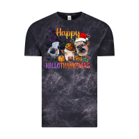 Cloud Black Happy Hallothanksmas Cows Vintage Tee - BundleAndBundleShop