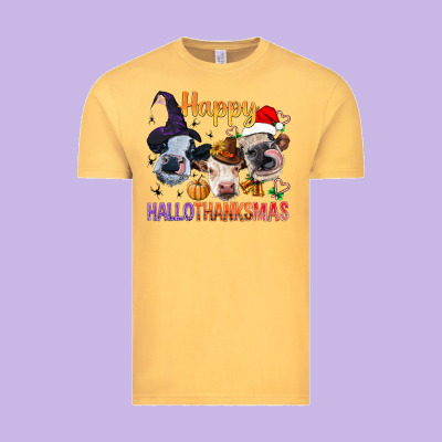 Happy Hallothanksmas Cows Vintage Tee Designed By Bundleandbundleshop