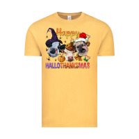 Vintage Mustard Happy Hallothanksmas Cows Vintage Tee - BundleAndBundleShop