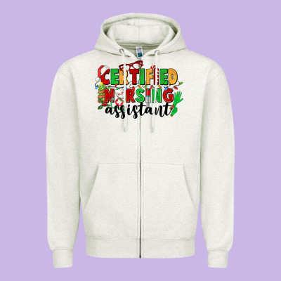 Certified Nursing Assistant Zipper Hoodie Designed By Cowgirlartshop