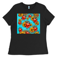 Black Western Sunflowers Ladybug Ladies Tee - LillyAllenDesigns
