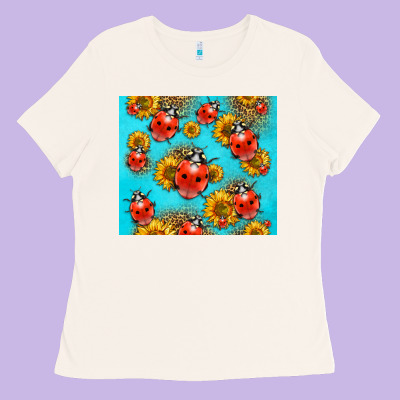 Western Sunflowers Ladybug Ladies Tee Designed By Lillyallendesigns