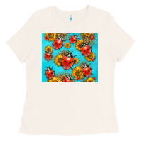 Bone Western Sunflowers Ladybug Ladies Tee - LillyAllenDesigns