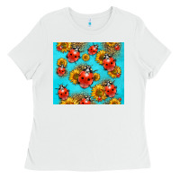White Western Sunflowers Ladybug Ladies Tee - LillyAllenDesigns