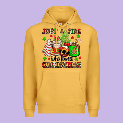 Just A Girl Who Loves Christmas Premium Hoodie Designed By Oliviacreatesart