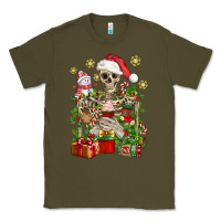 Army Green Skeleton Christmas Element Snowman Awda Classic Tee - BundleAndBundleShop