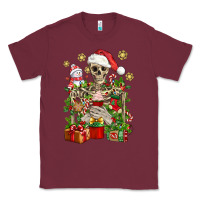 Burgundy Skeleton Christmas Element Snowman Awda Classic Tee - BundleAndBundleShop