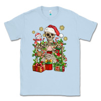 Dusty Blue Skeleton Christmas Element Snowman Awda Classic Tee - BundleAndBundleShop