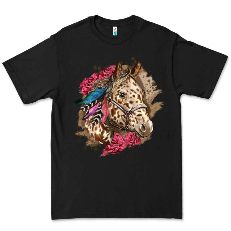 Floral Appaloosa Horse With Feathers Premium Tee by LillyAllenDesigns | Teevron