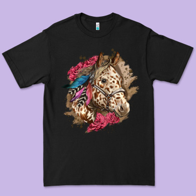 Floral Appaloosa Horse With Feathers Premium Tee Designed By Lillyallendesigns