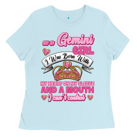 Baby Blue As A Gemini Girl I Was Born With My Heart On My Sleeve And A Mouth Ladies Tee - Jasminsmagicworld