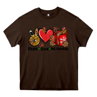 Chocolate Brown peace love  hot chocolate Heavy Core Tee - AdoDesignShop