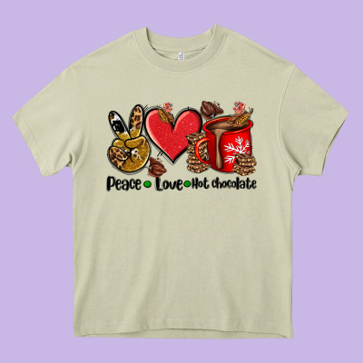 Peace Love  Hot Chocolate Heavy Core Tee Designed By Adodesignshop