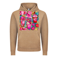 Vintage Coffee valentines day with love coffee cups  seamless pattern bbs Vintage Hoodie - BundleAndBundleShop