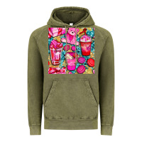 Vintage Olive valentines day with love coffee cups  seamless pattern bbs Vintage Hoodie - BundleAndBundleShop
