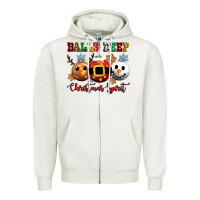 Oatmeal Heather balls deep christmas spirit Zipper Hoodie - CowGirlArtShop