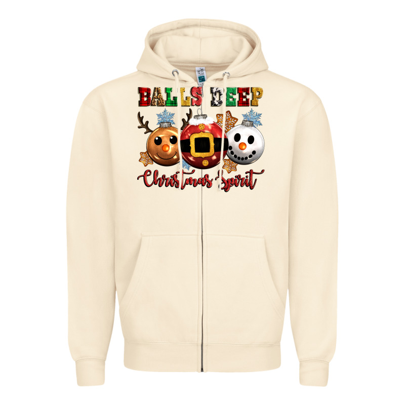 Balls Deep Christmas Spirit Zipper Hoodie by CowGirlArtShop | Teevron