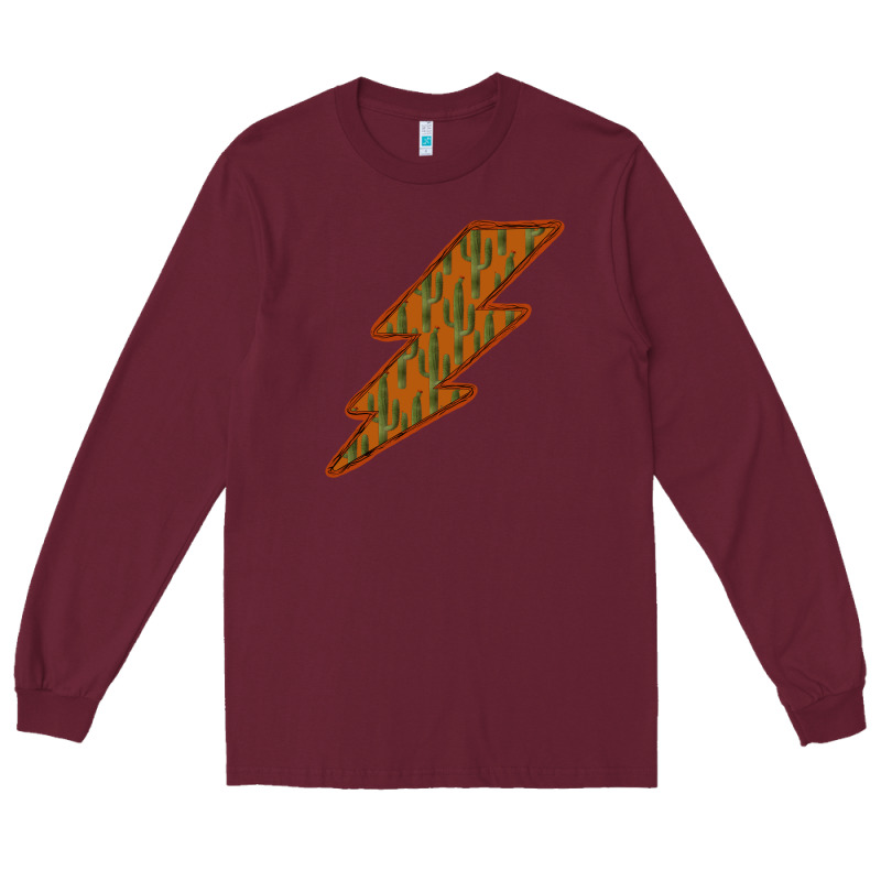 Western Cactus Lightning Orange Background Long Sleeve Tee by Bettercallsaul | Teevron