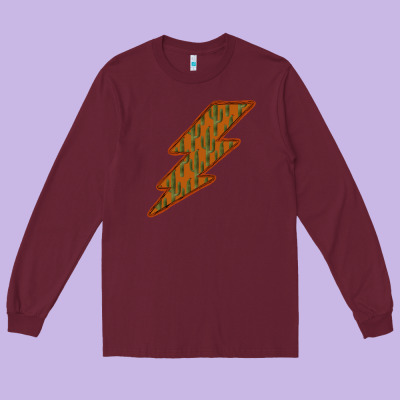 Western Cactus Lightning Orange Background Long Sleeve Tee Designed By Bettercallsaul