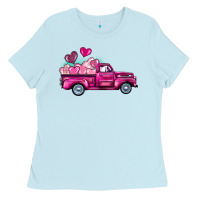 Baby Blue valentine's day pink truck Ladies Tee - BarkalooDesign