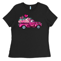 Black valentine's day pink truck Ladies Tee - BarkalooDesign