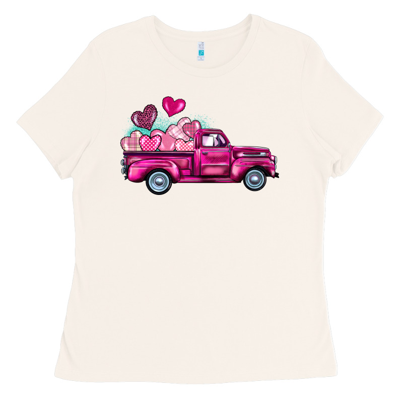 Valentine's Day Pink Truck Ladies Tee by BarkalooDesign | Teevron
