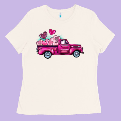 Valentine's Day Pink Truck Ladies Tee Designed By Barkaloodesign