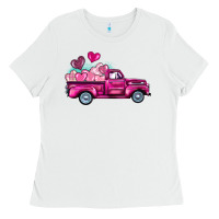 White valentine's day pink truck Ladies Tee - BarkalooDesign