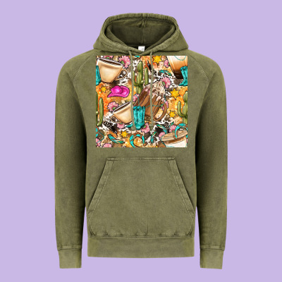 Western Cowgirl Coffee Cup With Cowhide Seamless Pattern Bbs Vintage Hoodie Designed By Bundleandbundleshop