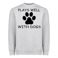 Heather Grey Plays Well With Dogs Heavyweight Sweatshirt - Bettercallsaul