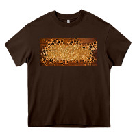 Chocolate Brown wooden leopard glitter  license plate template Heavy Core Tee - BarkalooDesign