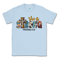 Dusty Blue she i̇s strong proverbs 31 25 Classic Tee - JahusDesignShop
