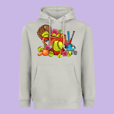 Softball Coffee Mug Heavyweight Hoodie Designed By Fadigitalartstudio
