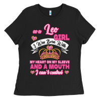 Black As A Leo Girl I Was Born With My Heart On My Sleeve And A Mouth Ladies Tee - Jasminsmagicworld