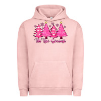 Pigment Salmon Tis the Season Pink Trees Urban Hoodie - CowhideDigitalArt