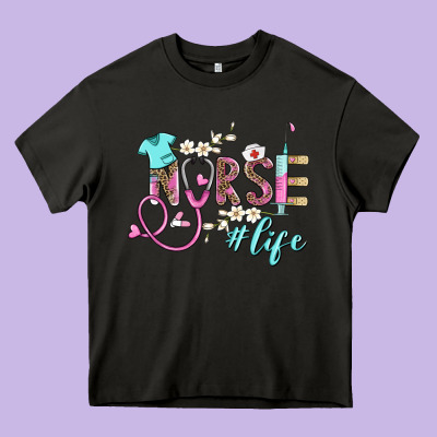 Nurse Life Heavy Core Tee Designed By Barkaloodesign