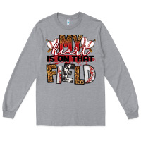 Heather Grey my heart is on that field baseball Long Sleeve Tee - RanaPortraitStore
