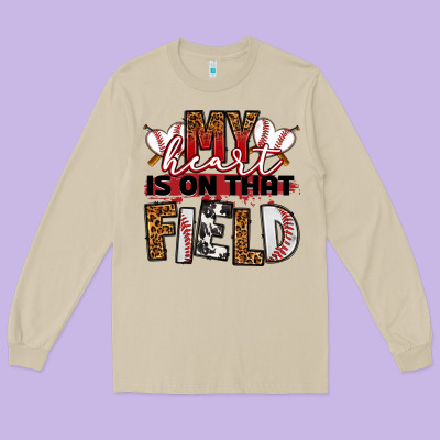 My Heart Is On That Field Baseball Long Sleeve Tee Designed By Ranaportraitstore
